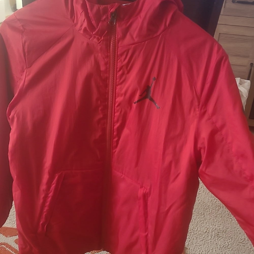 Red Hooded Jacket with Logo